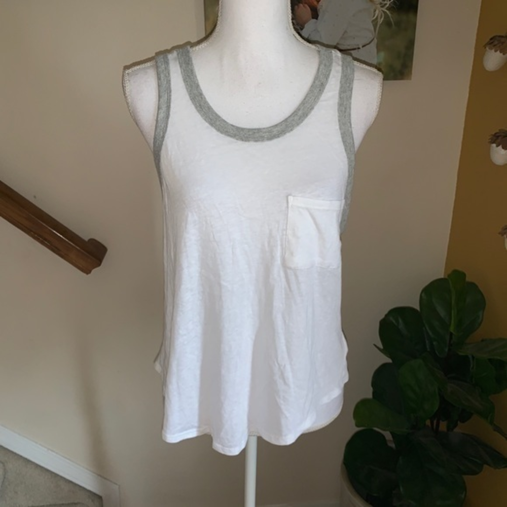 Free people intimately white Gray tank top L‎ NWT
